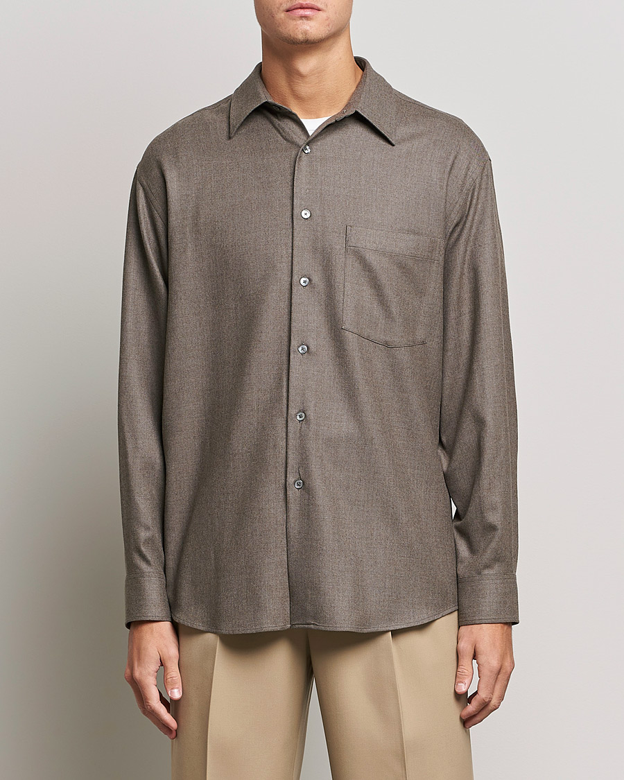 Homme | Chemises | Auralee | Super Light Wool Shirt Dark Brown