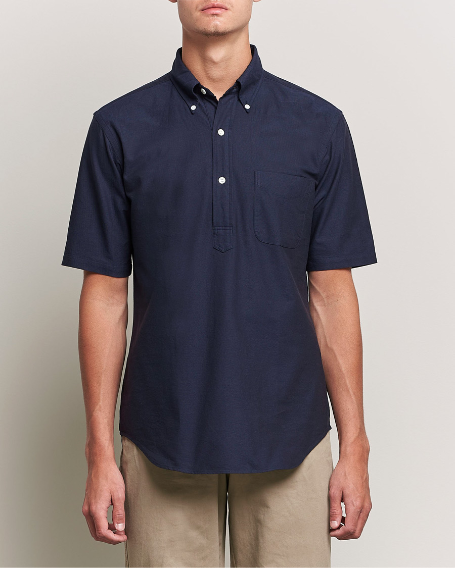 Homme | Chemises | Kamakura Shirts | Vintage Ivy Short Sleeve Popover Shirt Navy