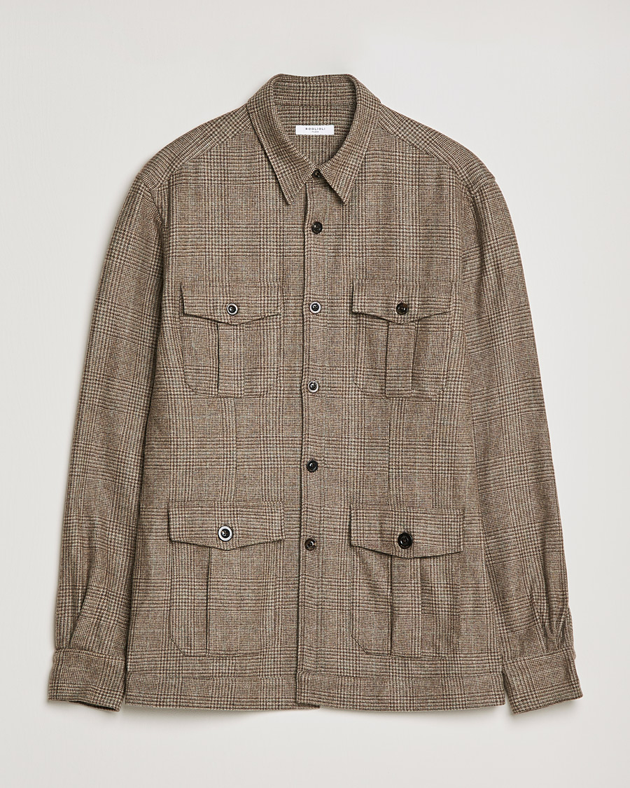 Homme | Chemises | Boglioli | Check Flannel Overshirt Beige