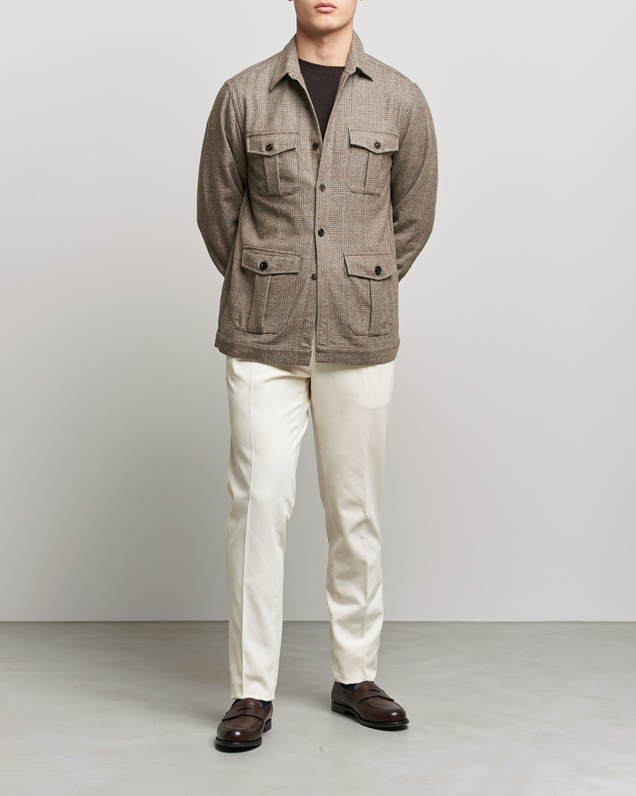 Homme | Chemises | Boglioli | Check Flannel Overshirt Beige
