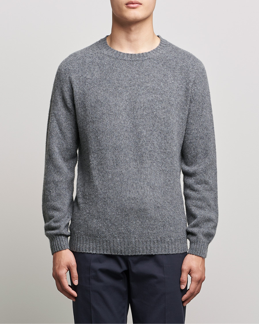 Heren | Truien | Boglioli | Brushed Cashmere Sweater Grey Melange