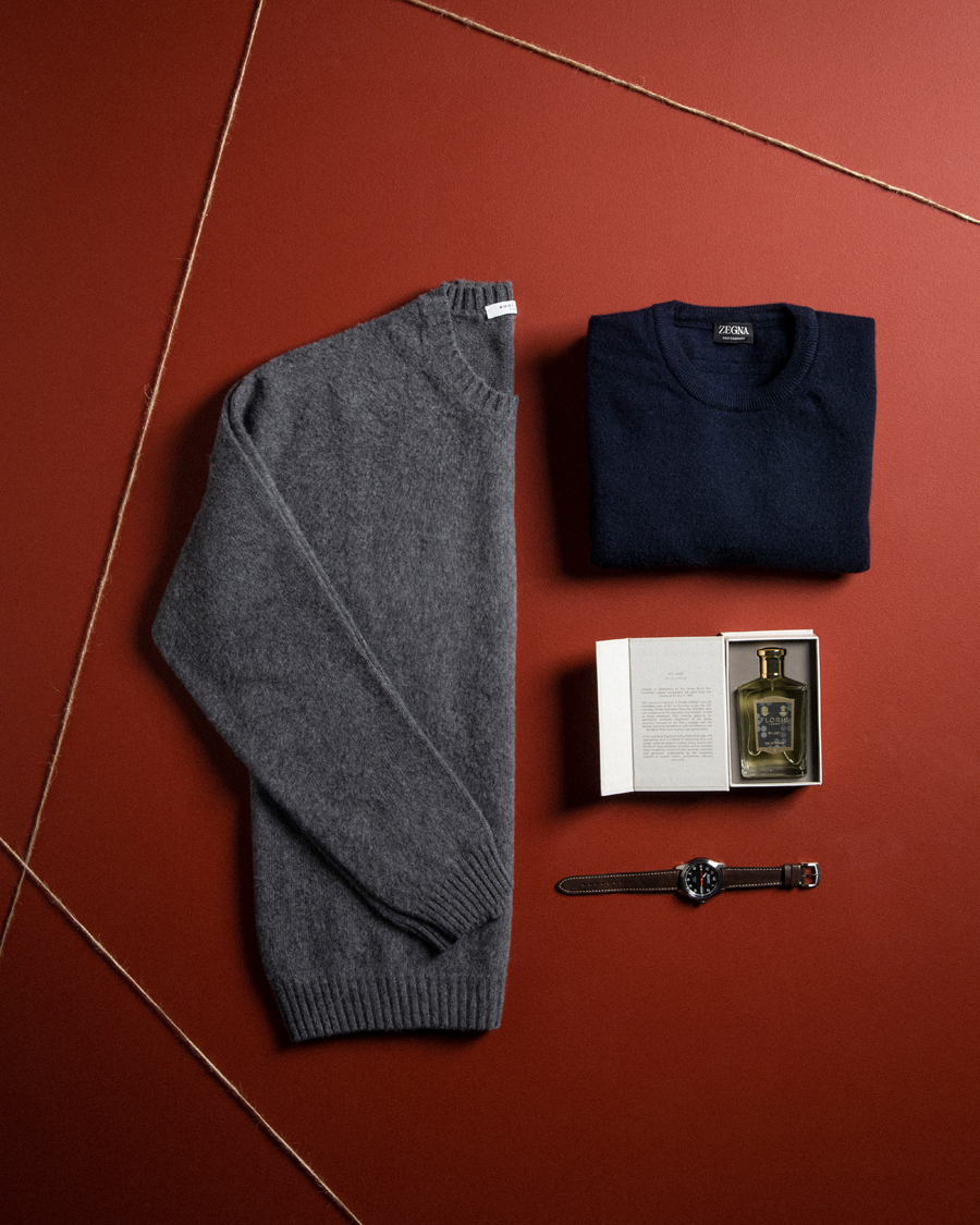 Heren | Truien | Boglioli | Brushed Cashmere Sweater Grey Melange