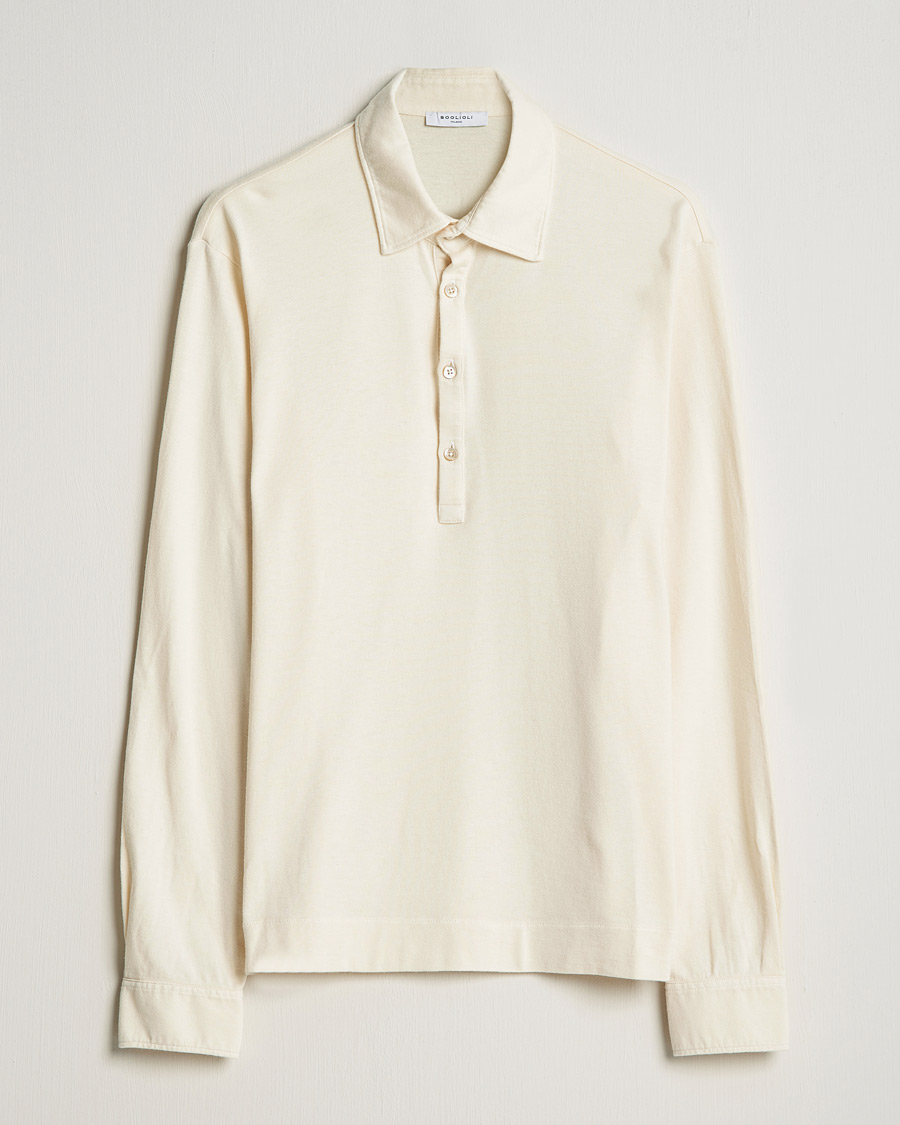 Heren | Truien | Boglioli | Long Sleeve Polo Shirt Off White
