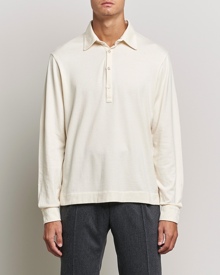 Heren | Truien | Boglioli | Long Sleeve Polo Shirt Off White