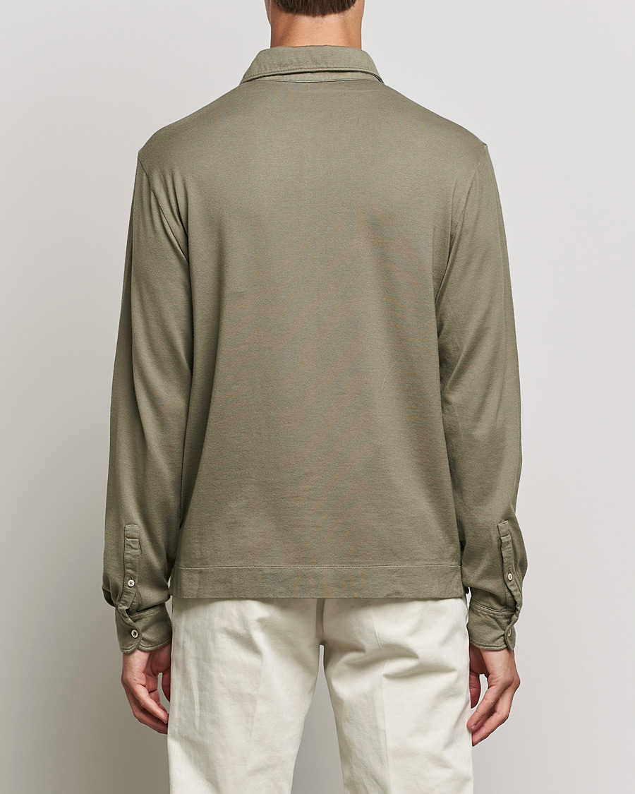 Heren | Truien | Boglioli | Long Sleeve Polo Shirt Sage Green