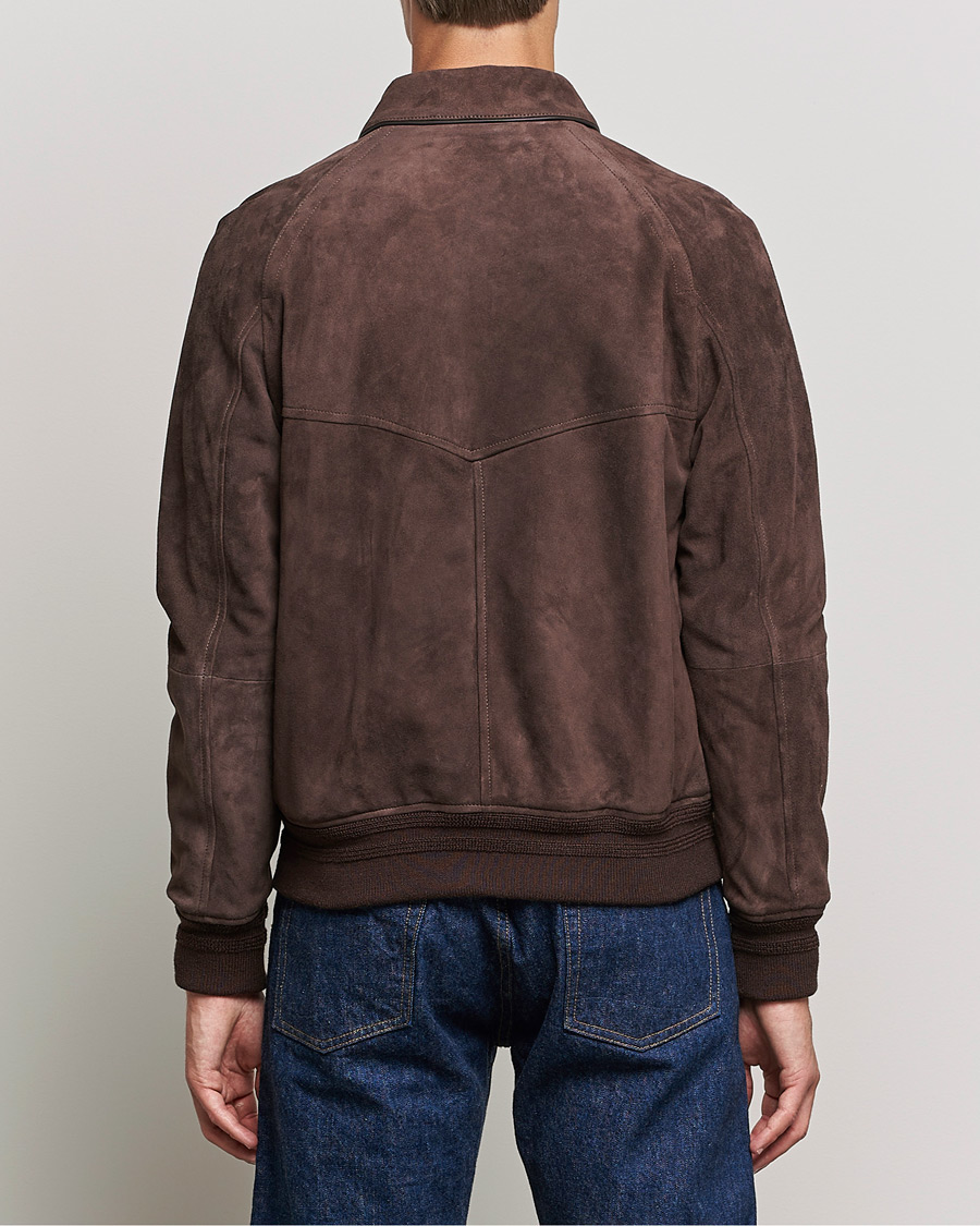 Homme | Manteaux Et Vestes | Valstar | Suede Bomber Jacket Dark Brown