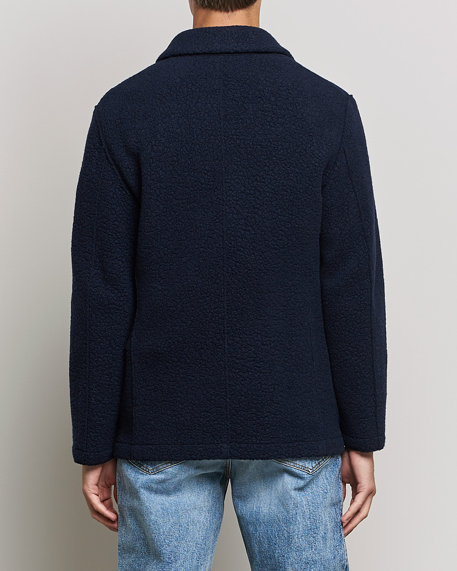 Heren | Overhemden | Harris Wharf London | Harrington Wool Boucleè Shirt Jacket Navy