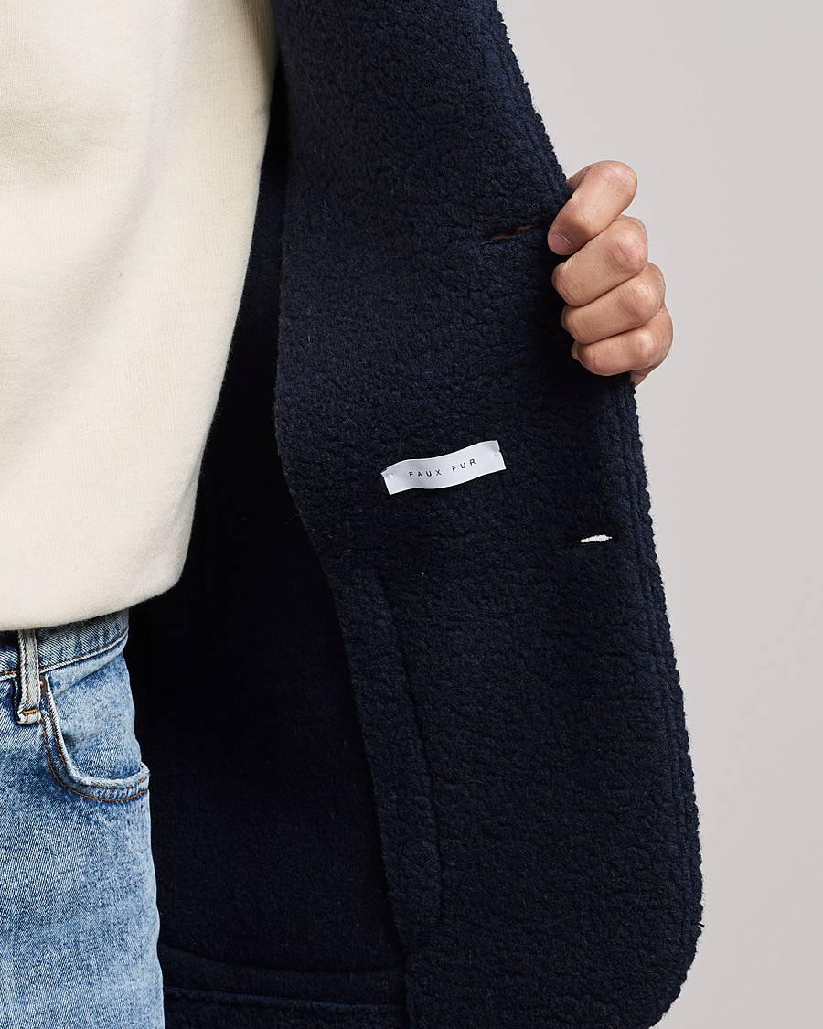 Heren | Overhemden | Harris Wharf London | Harrington Wool Boucleè Shirt Jacket Navy