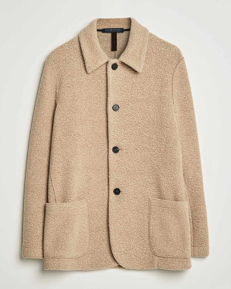 Homme | Chemises | Harris Wharf London | Harrington Wool Boucleè Shirt Jacket Tan