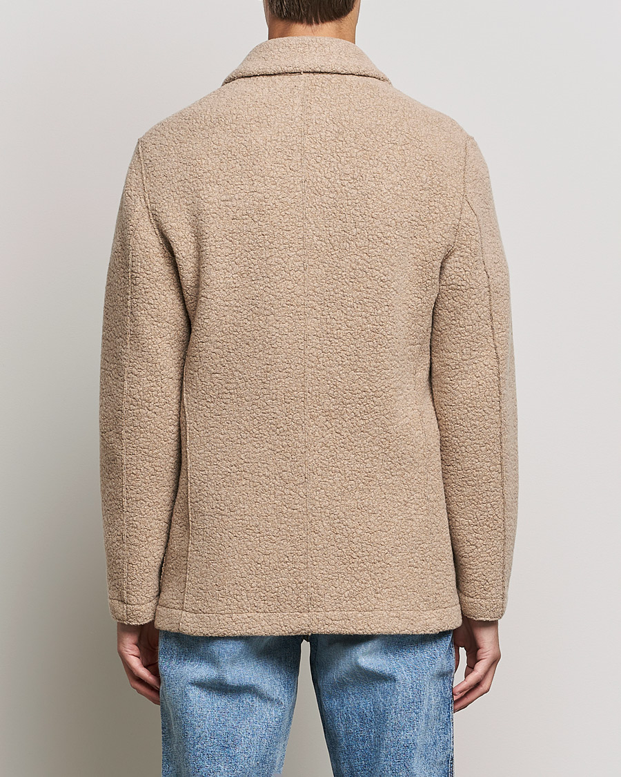Homme | Chemises | Harris Wharf London | Harrington Wool Boucleè Shirt Jacket Tan