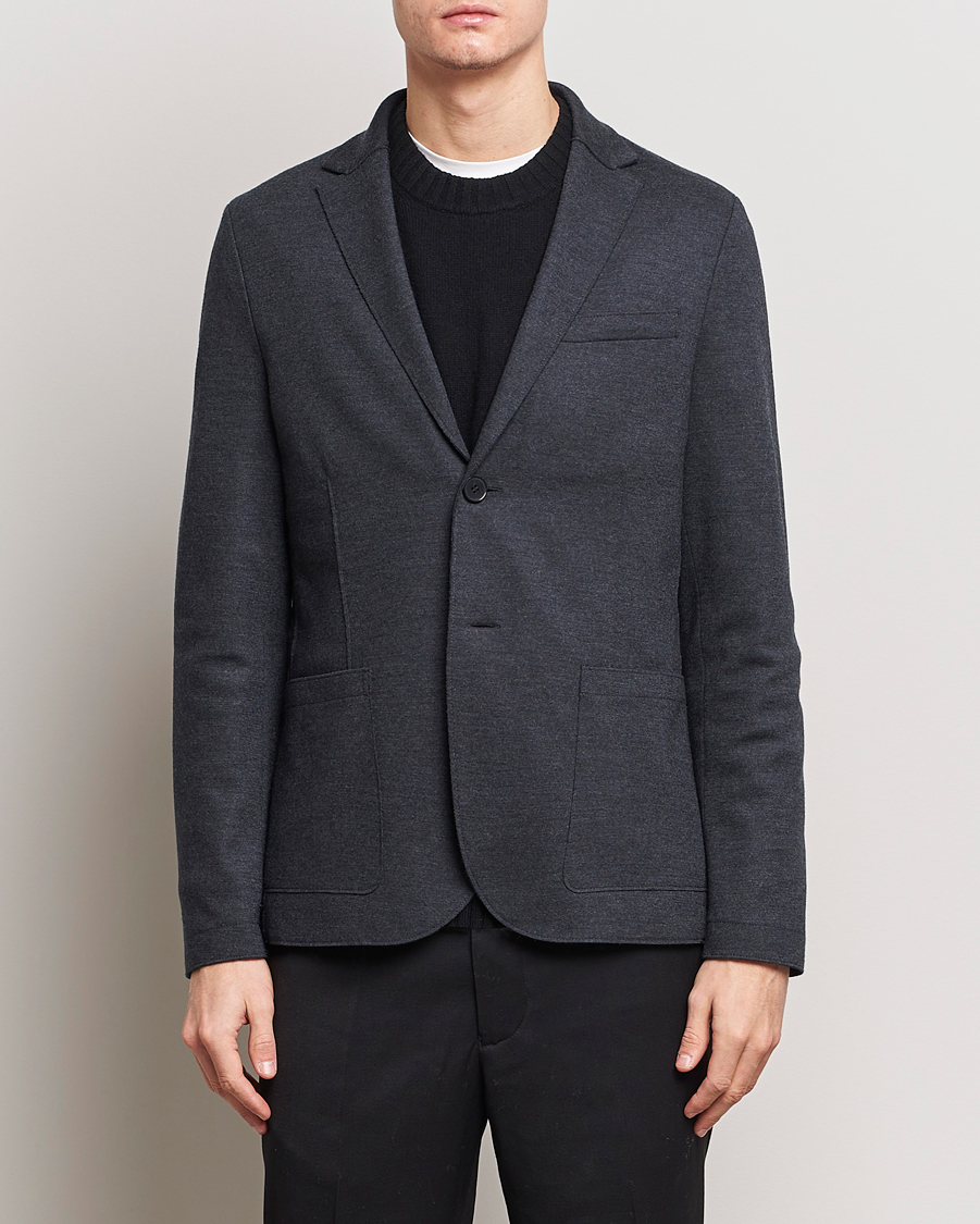Homme | Blazers | Harris Wharf London | Two Button Vented Superfine Merino Blazer Anthracite