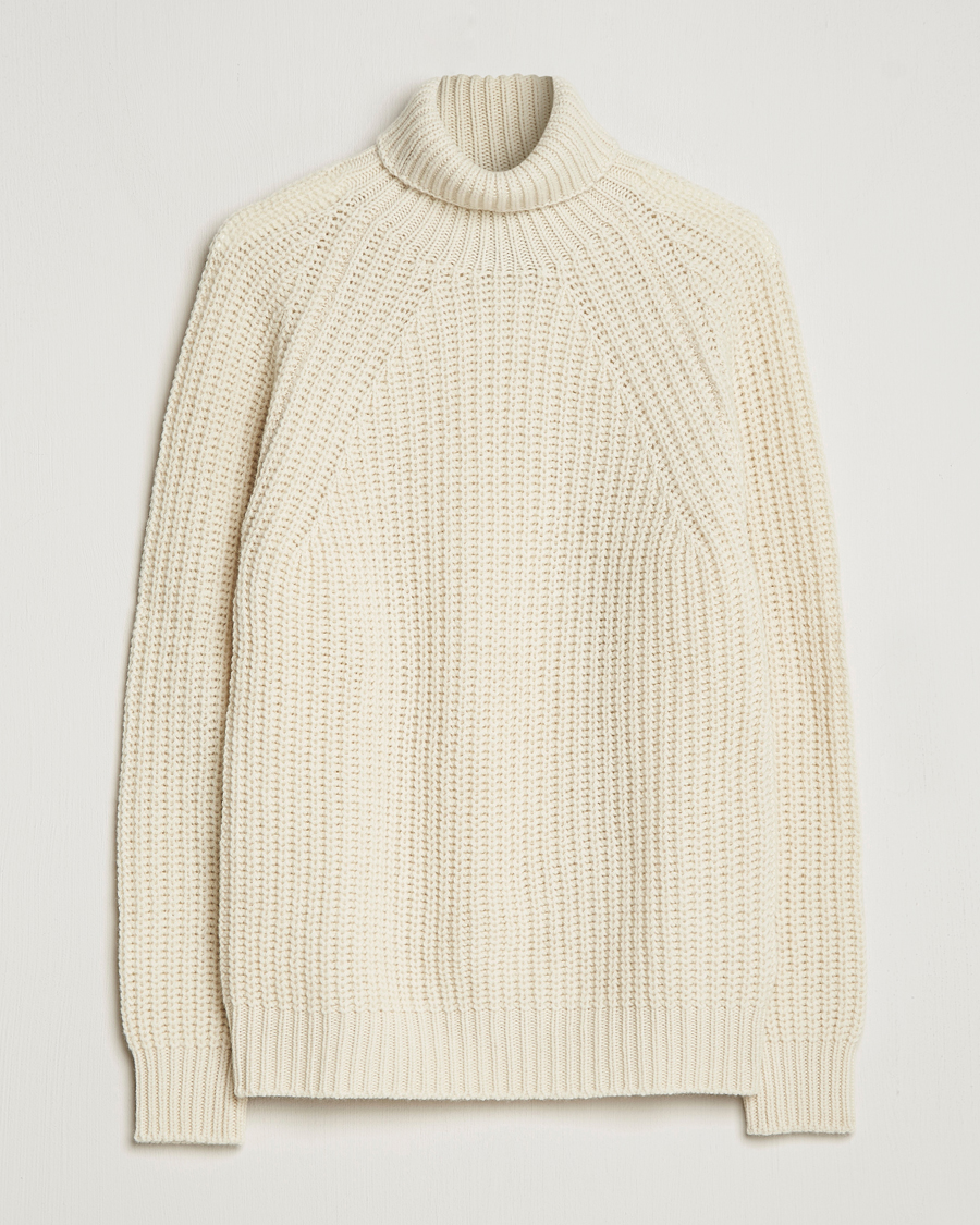 Homme | Pulls Et Tricots | Drake's | Lambswool Heavy Submariner Roll Neck White