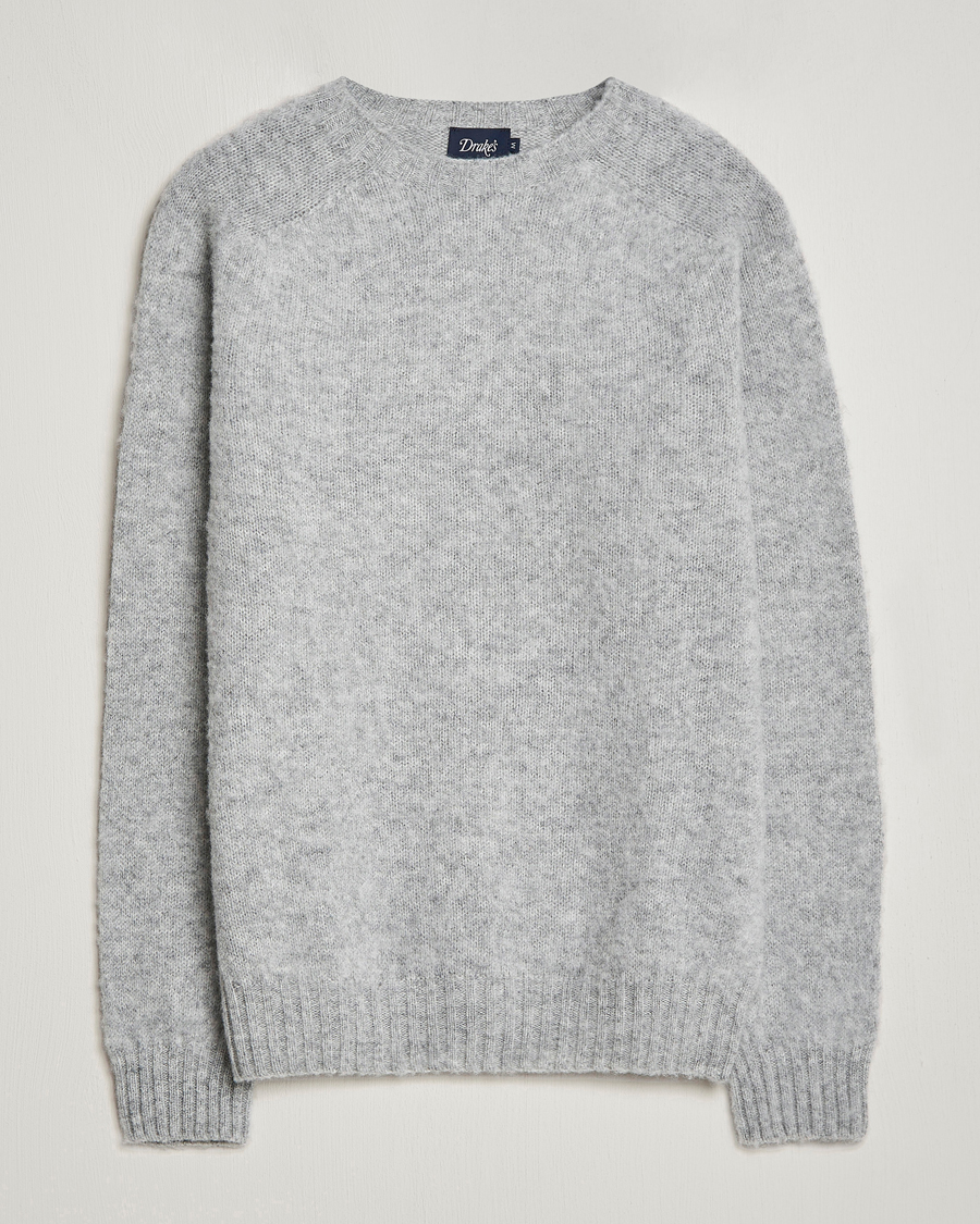 Homme | Pulls Et Tricots | Drake's | Brushed Shetland Crew Grey