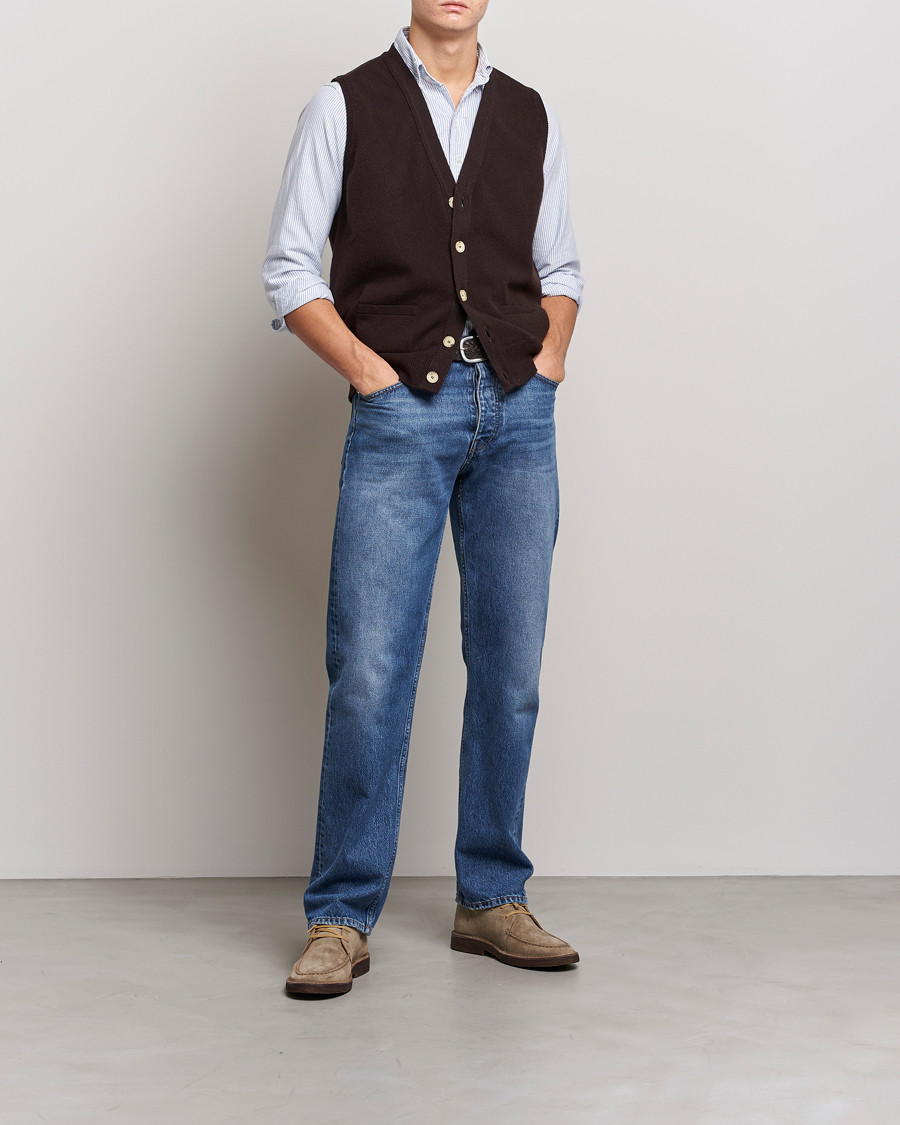 Homme | Pulls Et Tricots | Drake's | Lambswool Vest Cardigan Brown