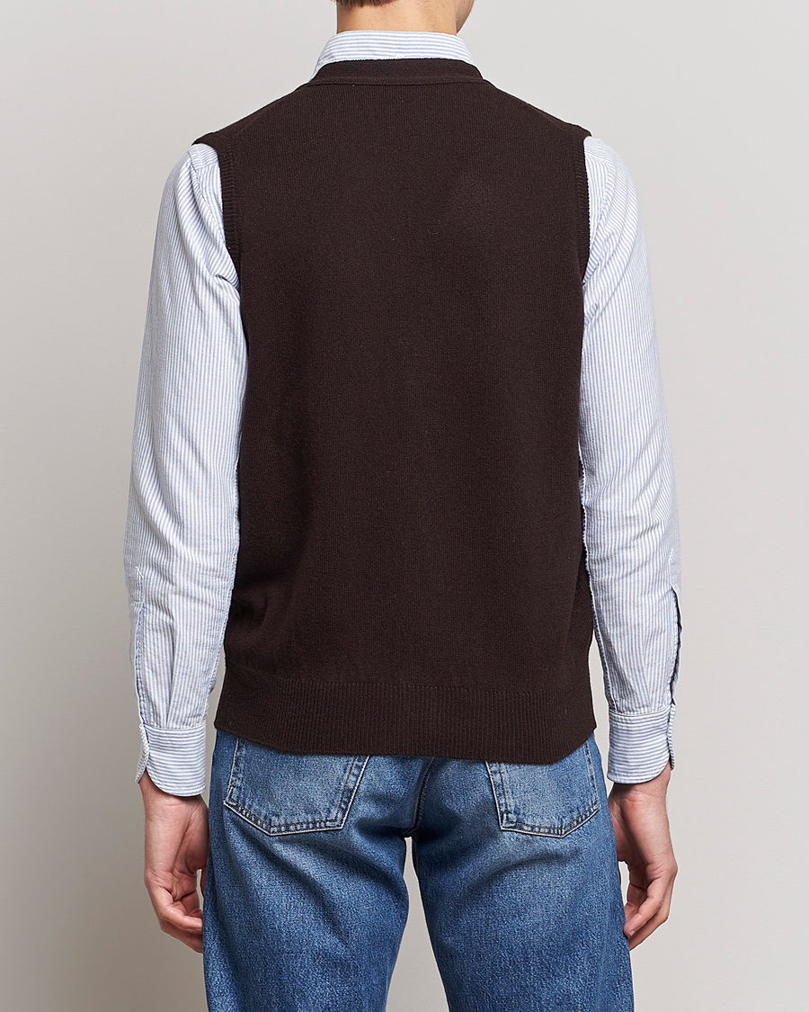 Homme | Pulls Et Tricots | Drake's | Lambswool Vest Cardigan Brown