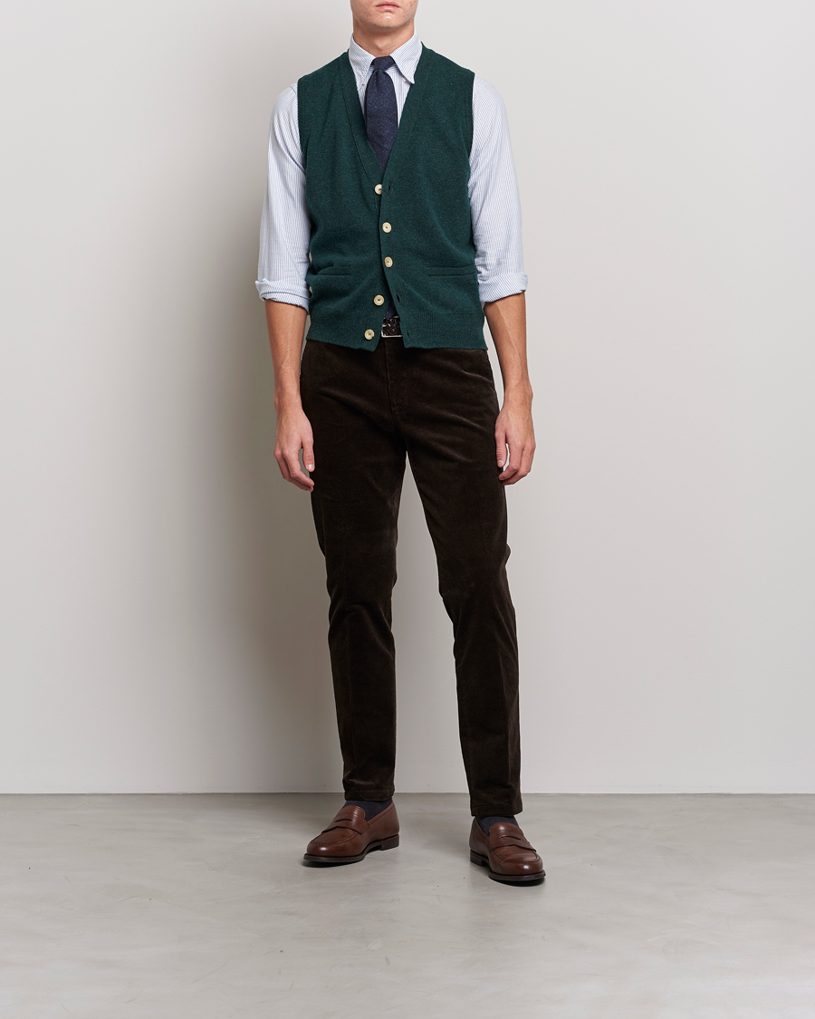 Homme | Pulls Et Tricots | Drake's | Lambswool Vest Cardigan Green