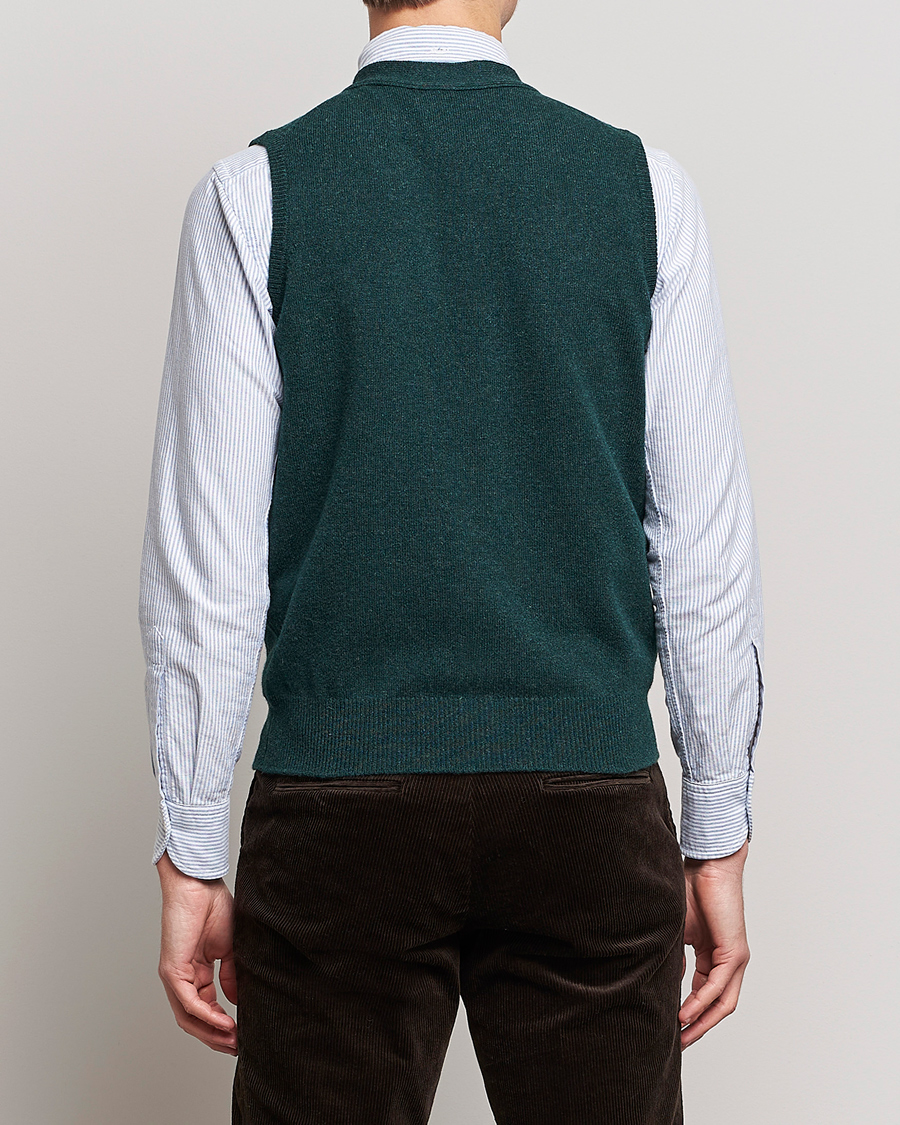 Homme | Pulls Et Tricots | Drake's | Lambswool Vest Cardigan Green