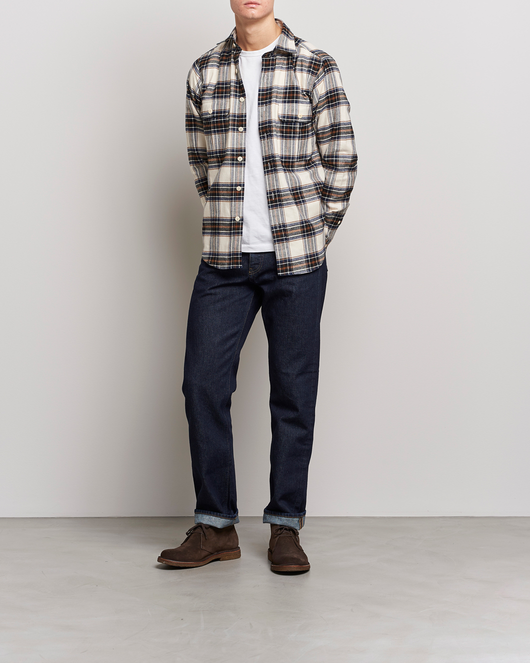 Homme | Chemises | Drake's | Rugged Cotton Twill Work Shirt Neutral