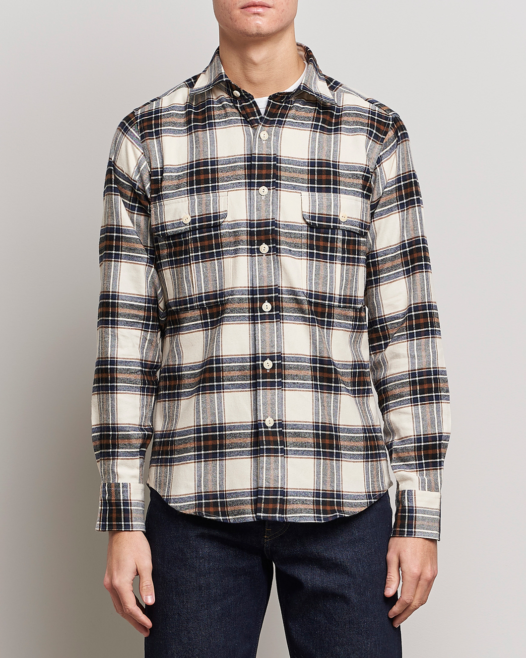 Homme | Chemises | Drake's | Rugged Cotton Twill Work Shirt Neutral