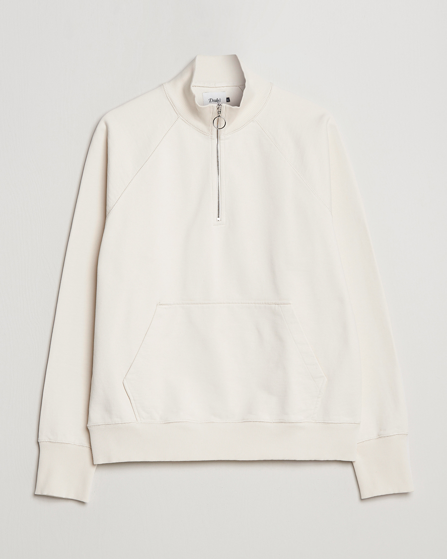 Homme | Pulls Et Tricots | Drake's | Quarter Zip Sweatshirt Ecru