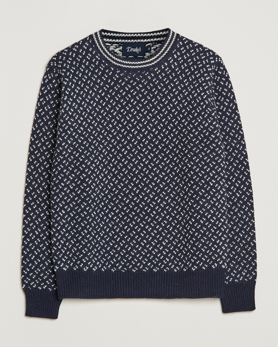 Homme | Pulls Et Tricots | Drake's | Norwegian Wool/Alpaca Crew Navy