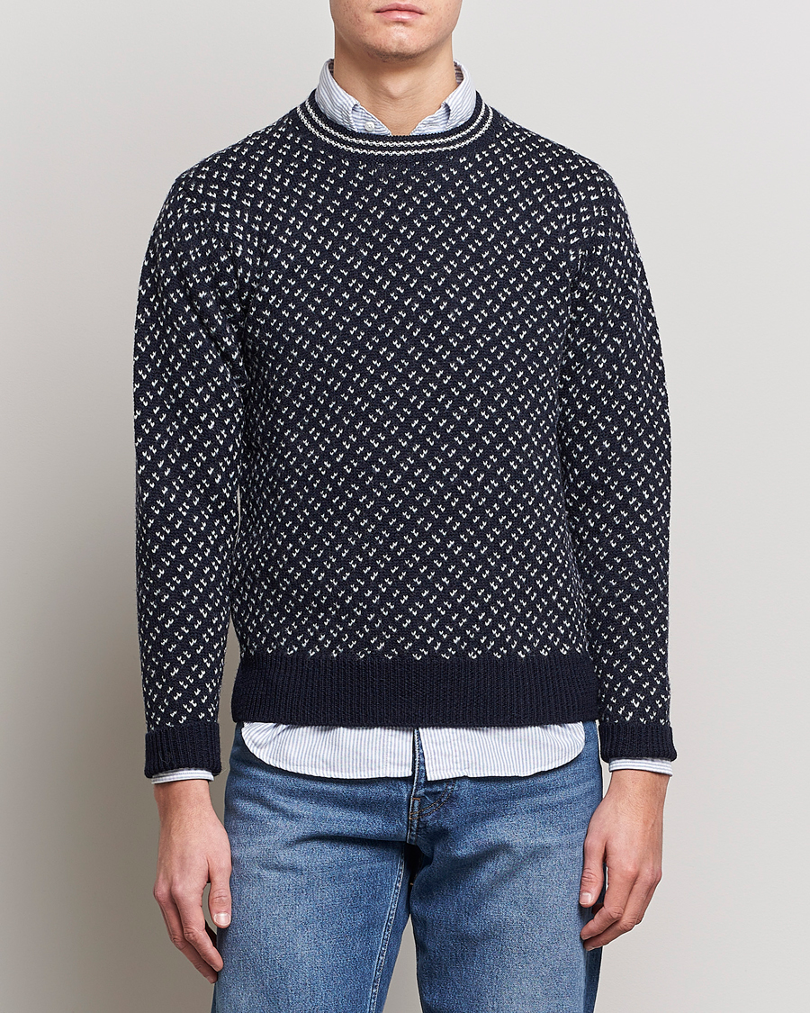 Homme | Pulls Et Tricots | Drake's | Norwegian Wool/Alpaca Crew Navy