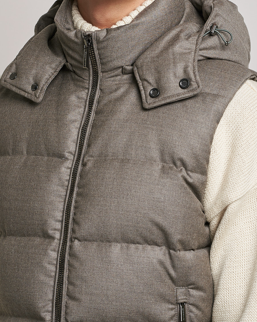 Heren | Jassen | MooRER | Fire Wool/Cashmere Hooded Vest Beige
