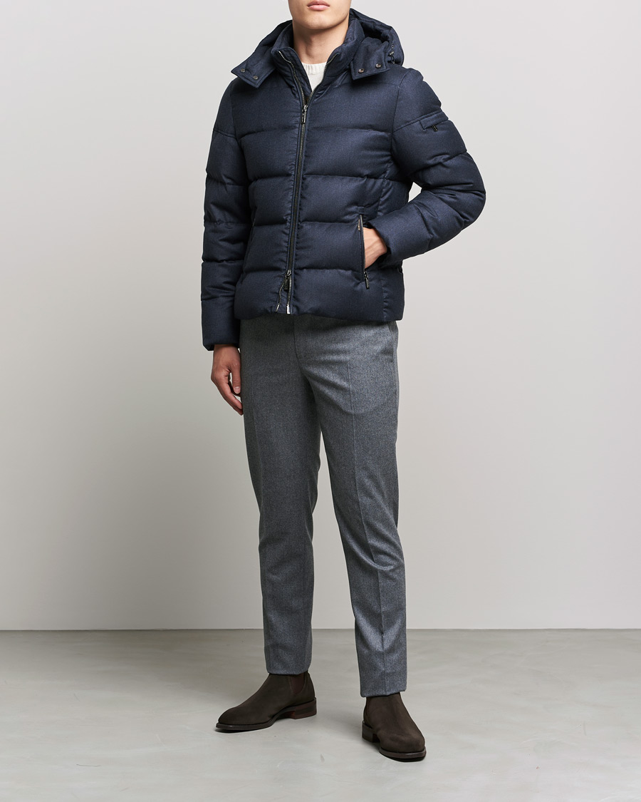 Heren | Jassen | MooRER | Brett Wool/Cashmere Hooded Jacket Blue Grey