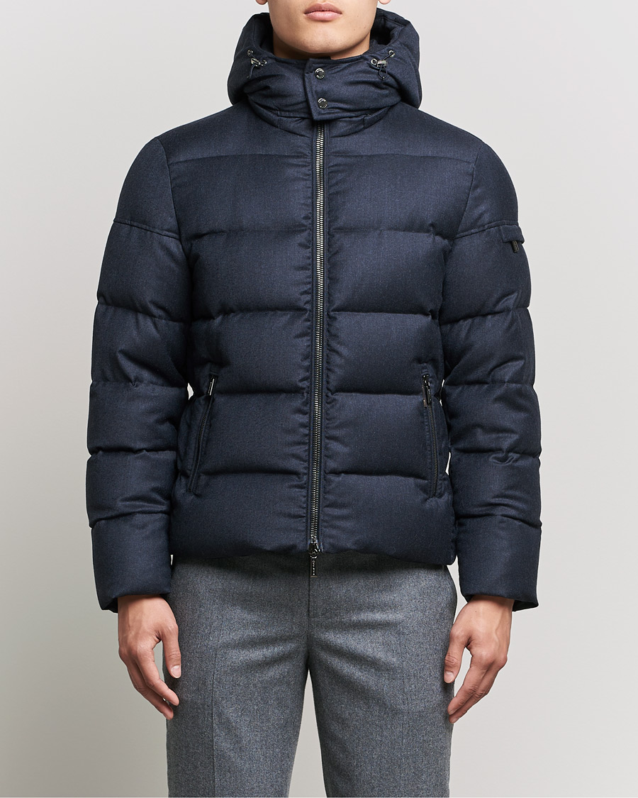 Heren | Jassen | MooRER | Brett Wool/Cashmere Hooded Jacket Blue Grey