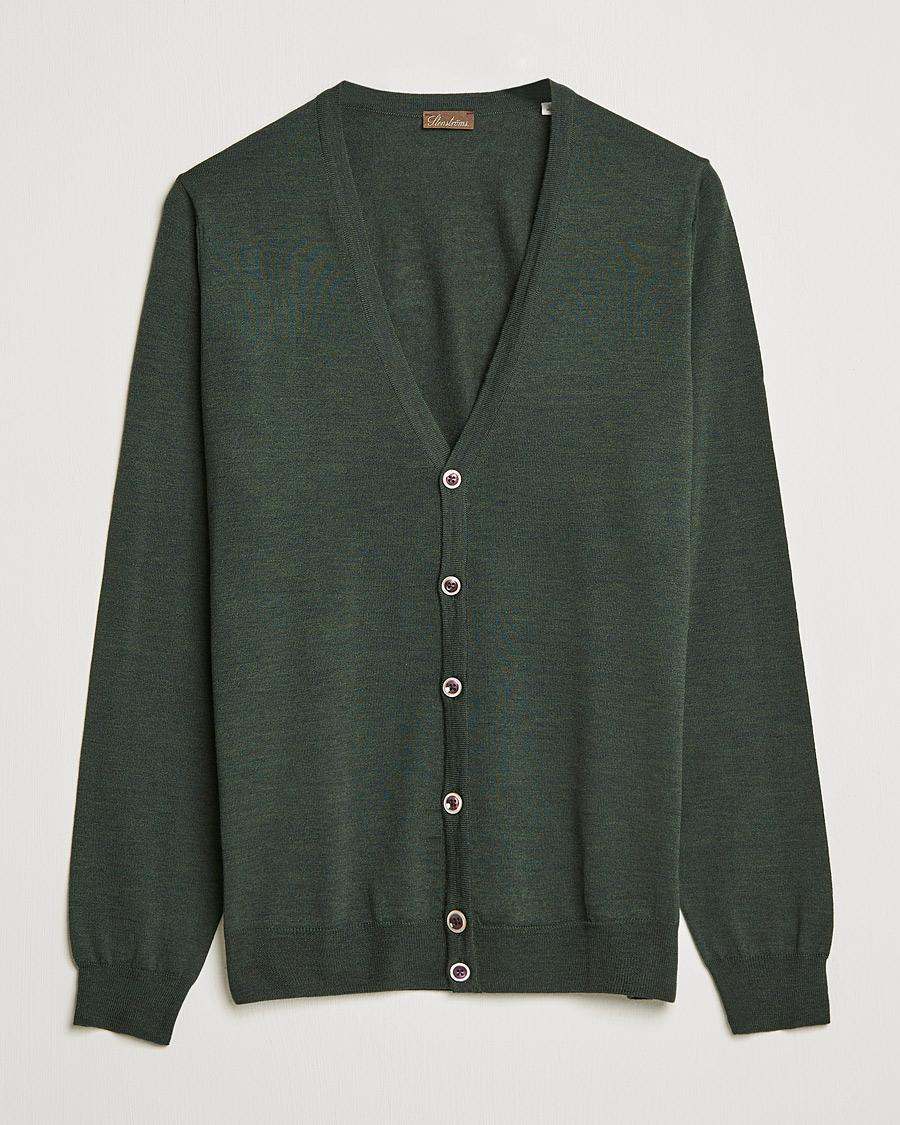 Heren | Truien | Stenströms | Merino Zegna Knitted Cardigan Forest Green