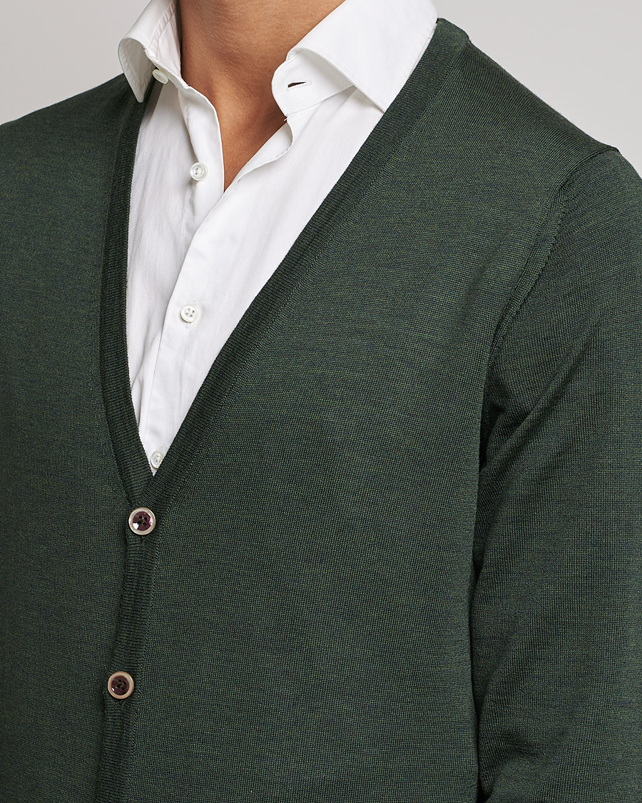 Heren | Truien | Stenströms | Merino Zegna Knitted Cardigan Forest Green