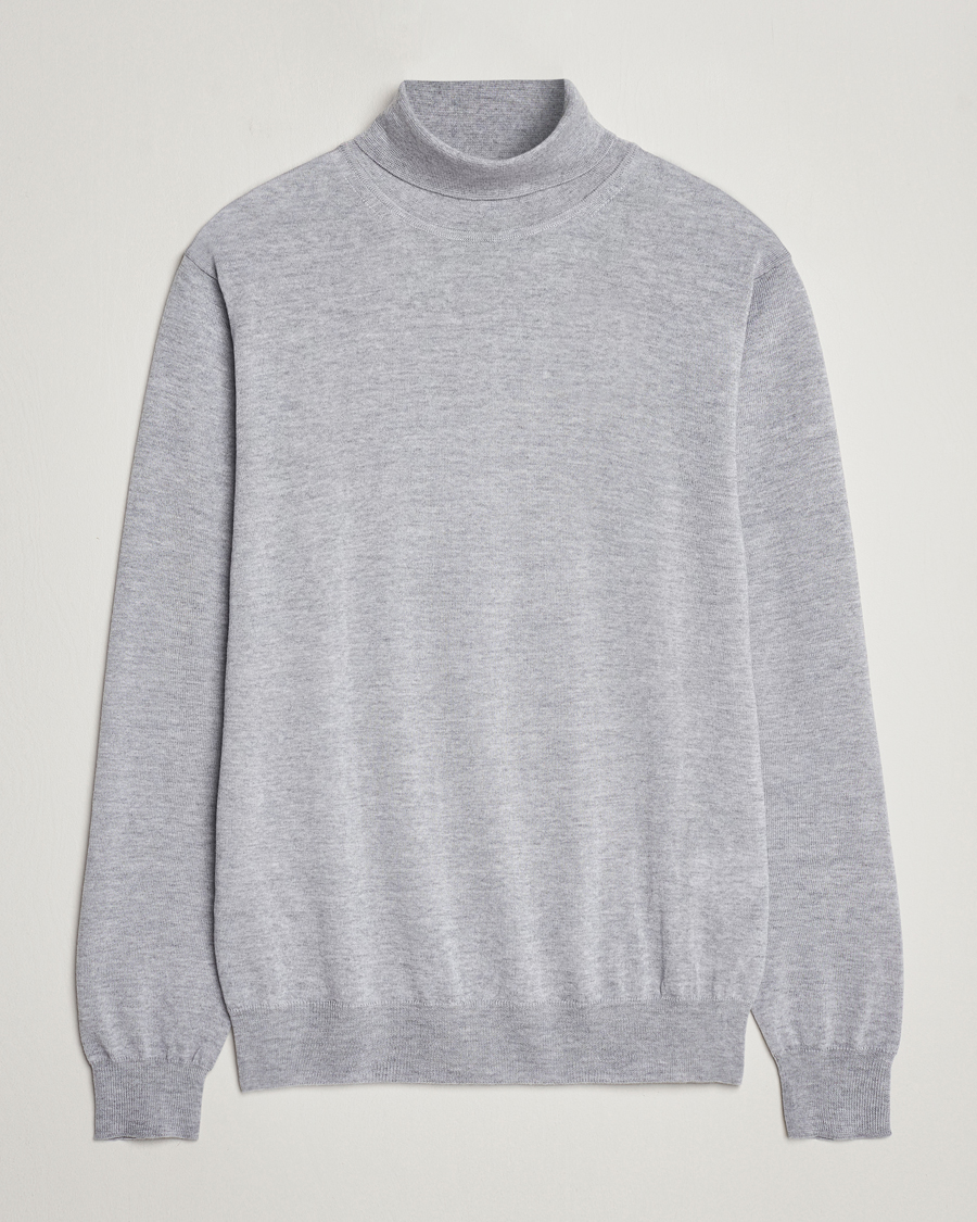 Heren | Truien | Stenströms | Fine Merino Rollneck Light Grey
