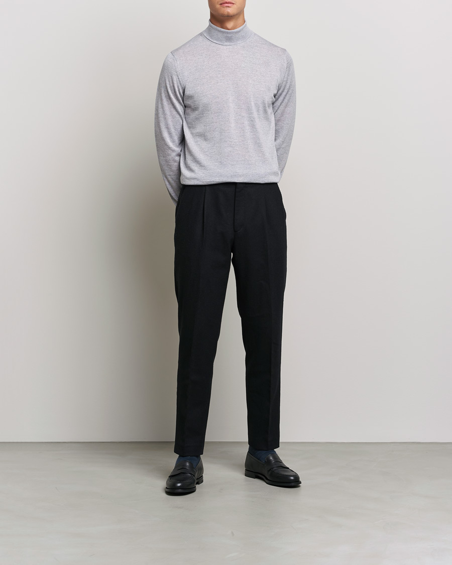 Heren | Truien | Stenströms | Fine Merino Rollneck Light Grey