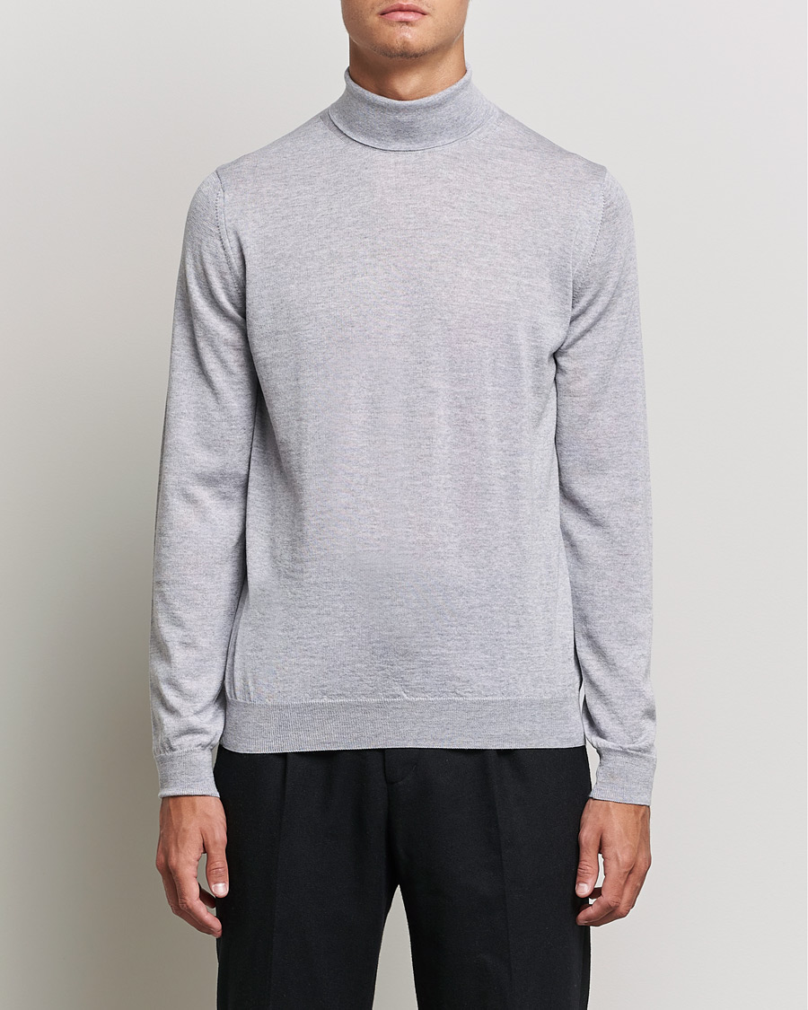 Heren | Truien | Stenströms | Fine Merino Rollneck Light Grey