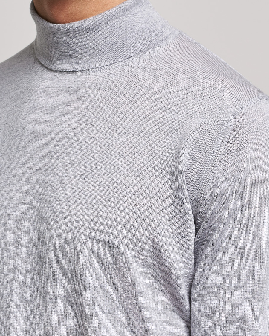Heren | Truien | Stenströms | Fine Merino Rollneck Light Grey