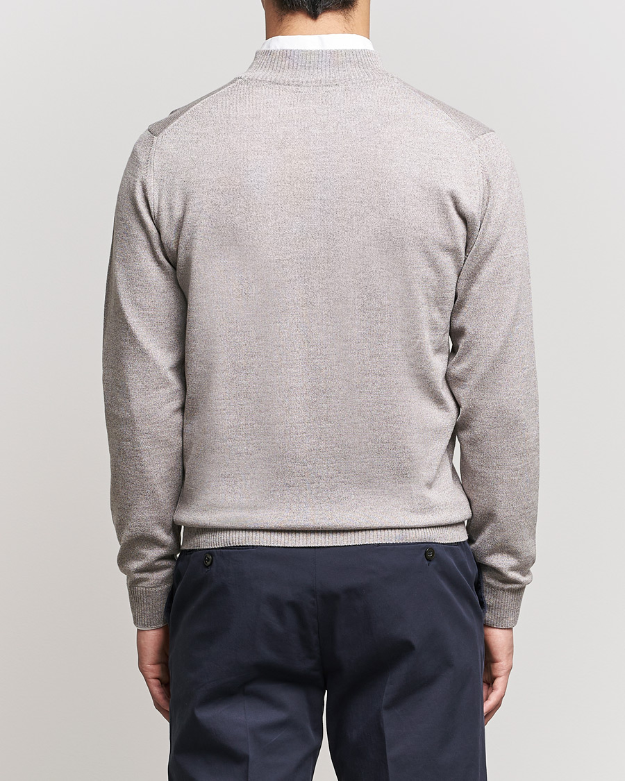 Heren | Truien | Stenströms | Merino Wool Half Zip Beige Mouliné