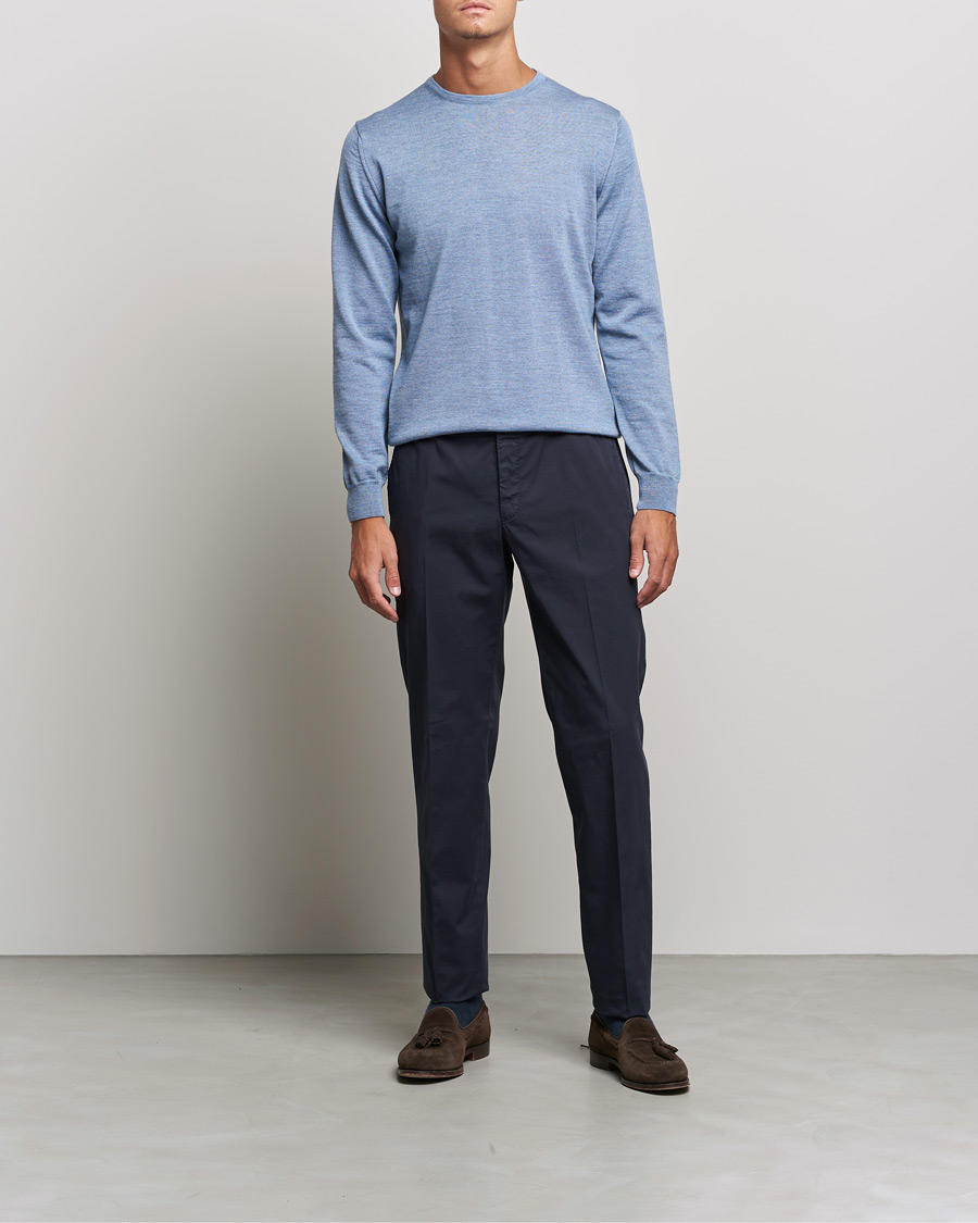 Homme | Pulls Et Tricots | Stenströms | Merino Crew Neck Light Blue
