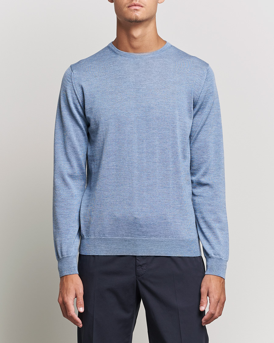 Homme | Pulls Et Tricots | Stenströms | Merino Crew Neck Light Blue