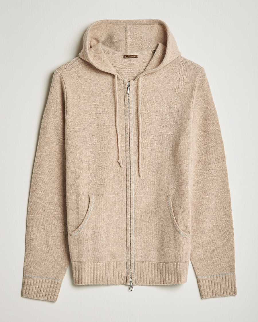 Heren | Truien | Stenströms | Yak/Merino Full Zip Hoodie Beige