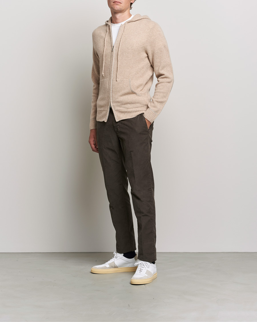 Heren | Truien | Stenströms | Yak/Merino Full Zip Hoodie Beige