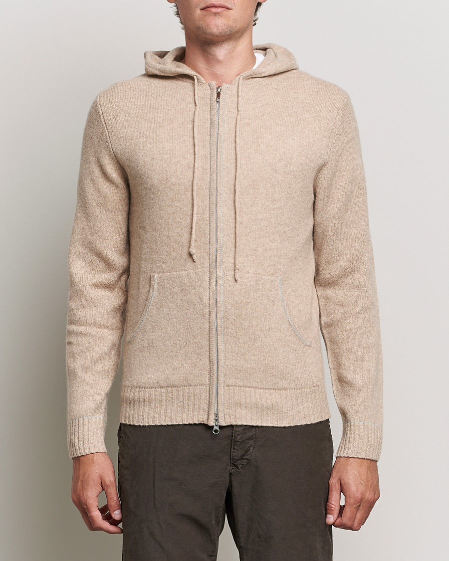 Heren | Truien | Stenströms | Yak/Merino Full Zip Hoodie Beige