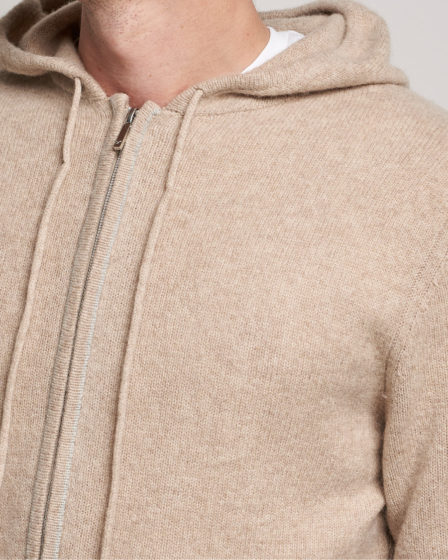 Heren | Truien | Stenströms | Yak/Merino Full Zip Hoodie Beige