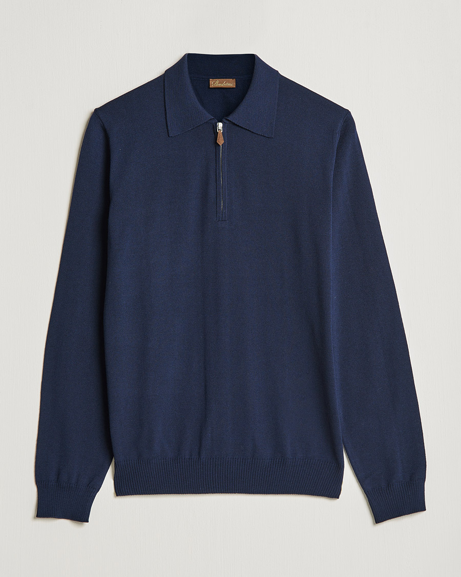 Homme | Pulls Et Tricots | Stenströms | Merino Half Zip Polo Navy