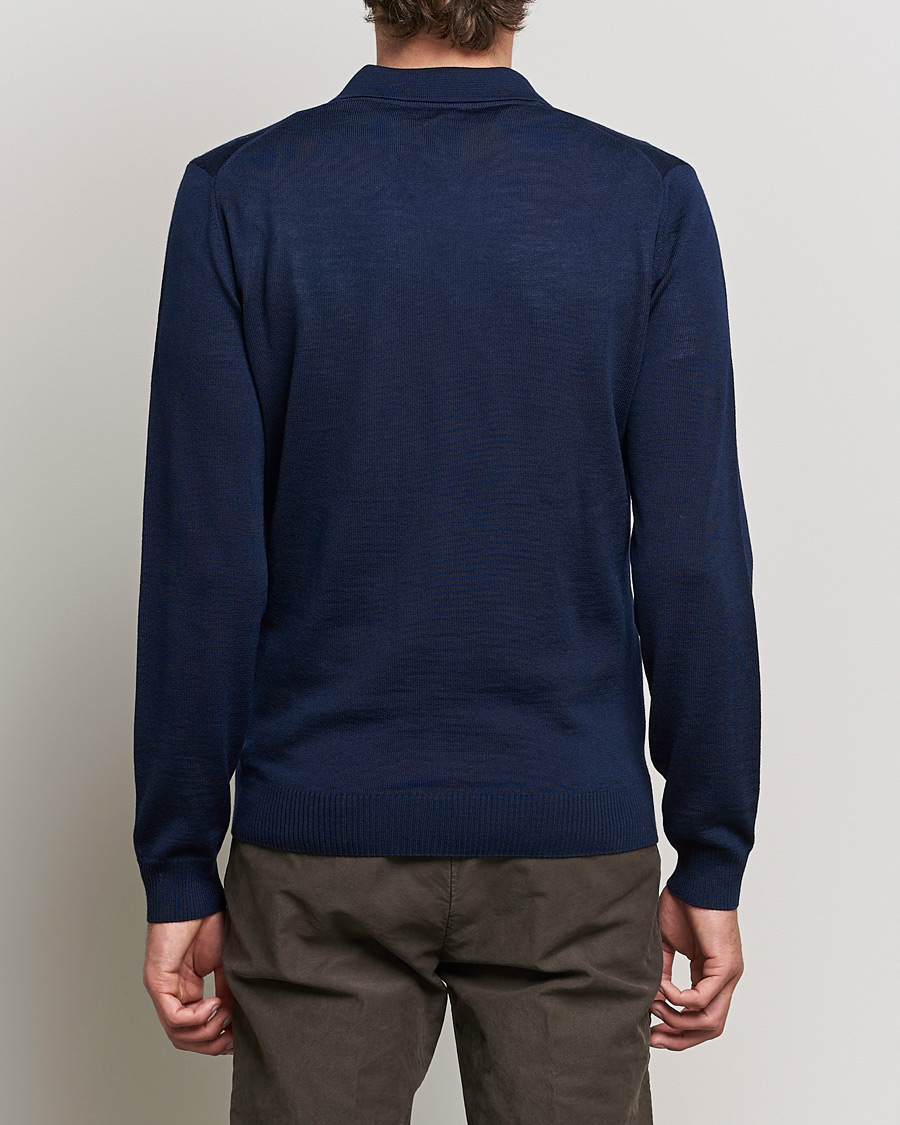 Homme | Pulls Et Tricots | Stenströms | Merino Half Zip Polo Navy