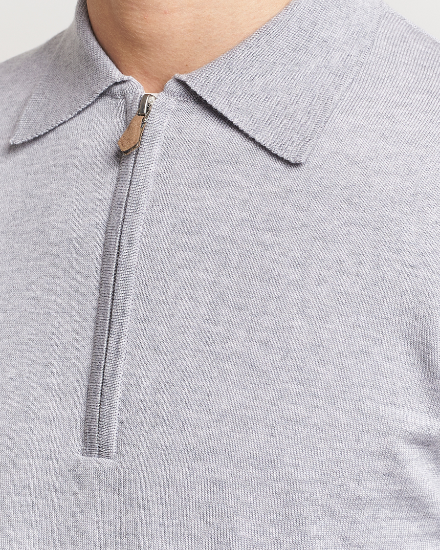Homme | Pulls Et Tricots | Stenströms | Merino Wool Zip Polo Light Grey