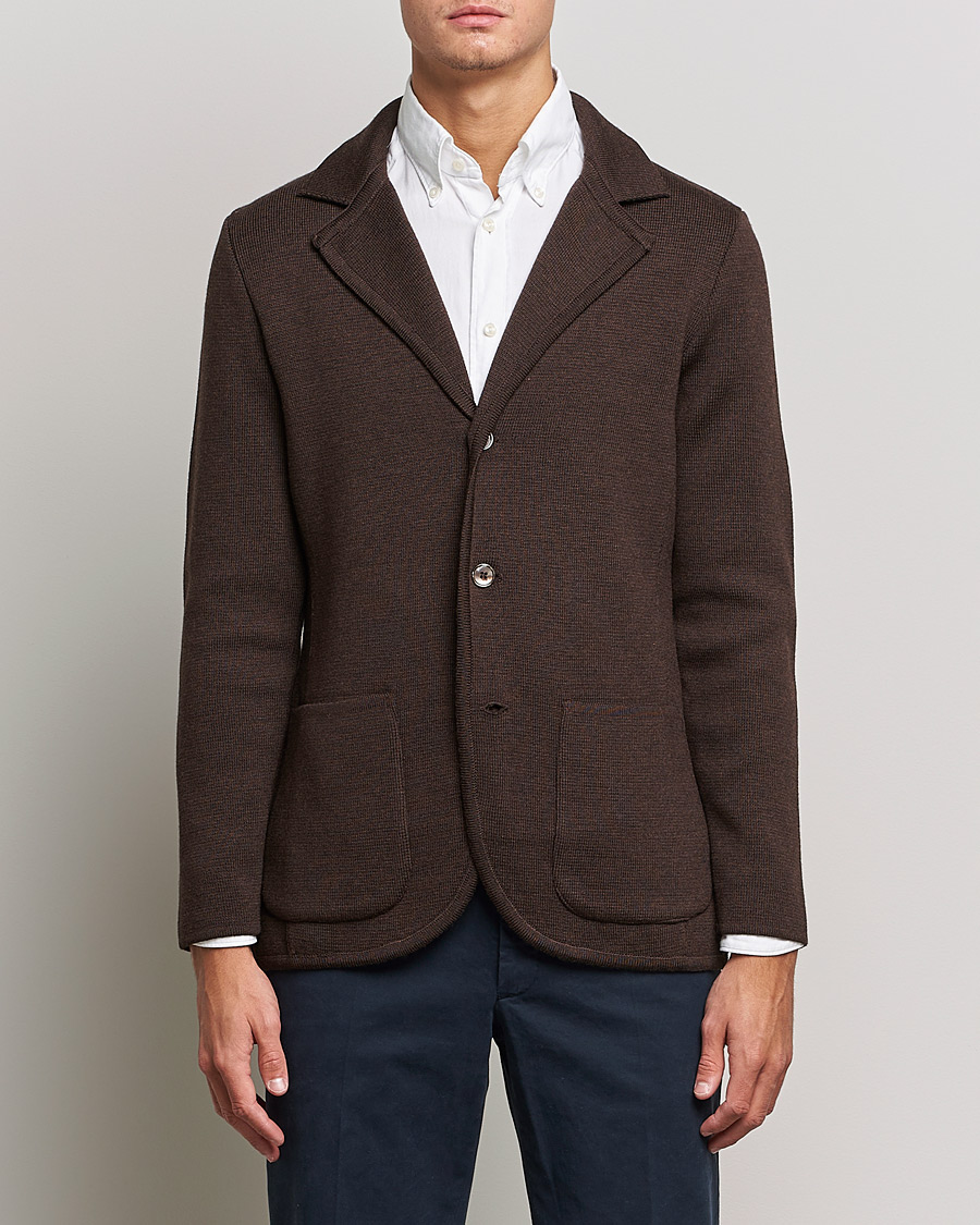 Homme | Blazers | Stenströms | Milano Knitted Merino Blazer Brown