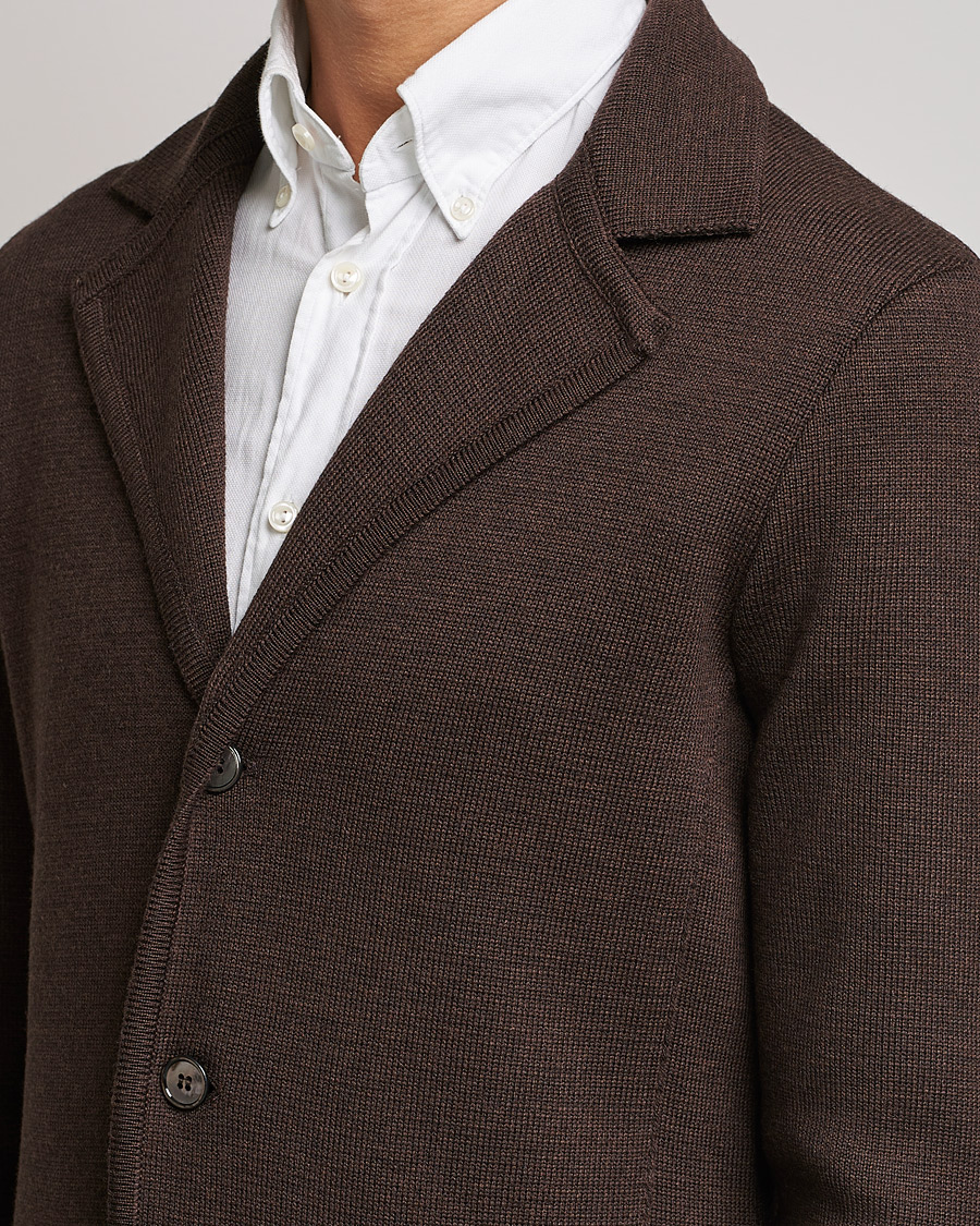 Homme | Blazers | Stenströms | Milano Knitted Merino Blazer Brown