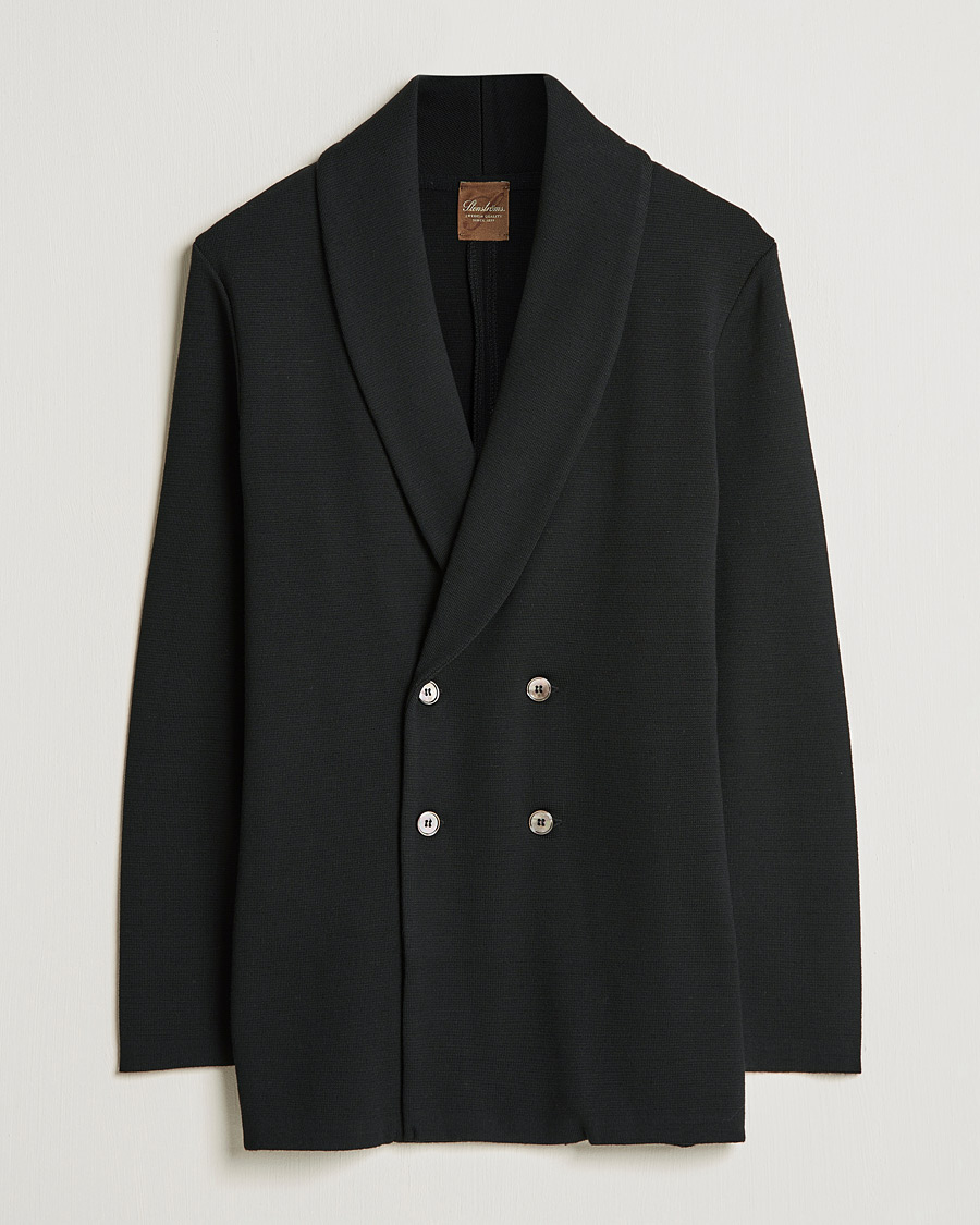 Heren | Blazers | Stenströms | Milano Knitted Merino Tuxedo Cardigan Black