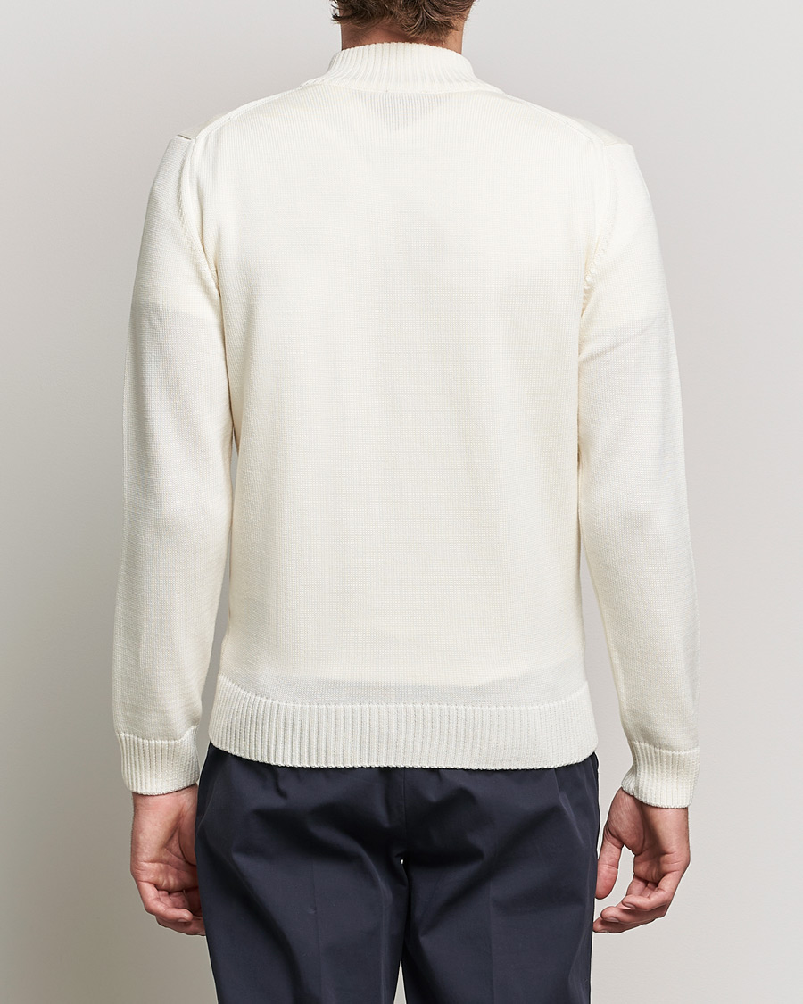 Heren | Truien | Stenströms | Chunky Merino Full Zip Cardigan Creme White