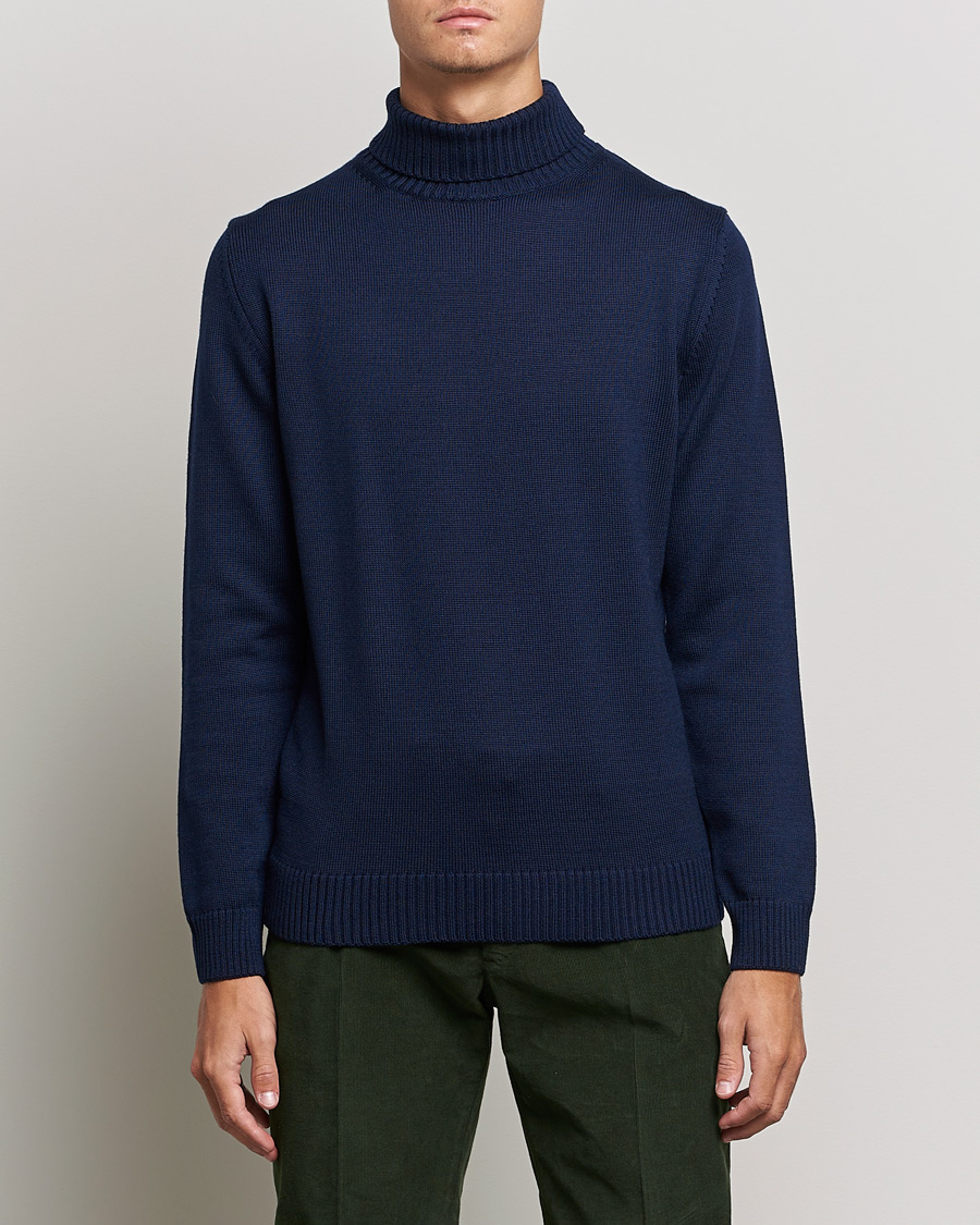 Heren | Truien | Stenströms | Chunky Merino Rollneck Navy